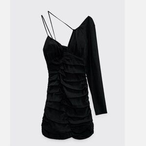 Zara DRAPED SATIN EFFECT DRESS